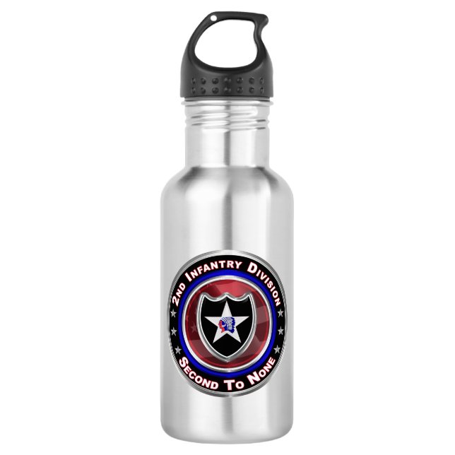 2nd Infantry Division “Second To None” Stainless Steel Water Bottle (Front)