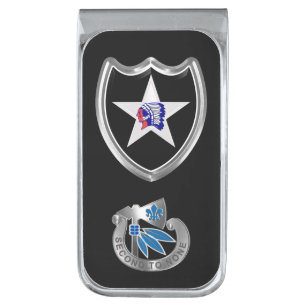 2nd Infantry Division  Silver Finish Money Clip