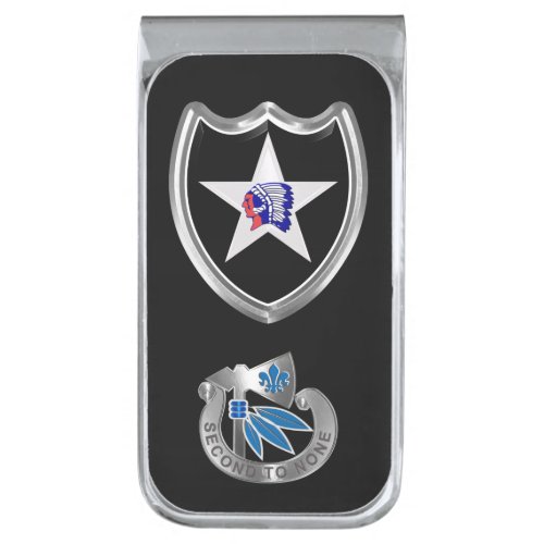 2nd Infantry Division  Silver Finish Money Clip