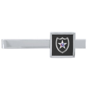 2nd Infantry Division  Silver Finish Tie Bar