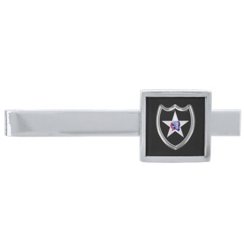 2nd Infantry Division  Silver Finish Tie Bar