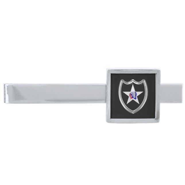 2nd Infantry Division  Silver Finish Tie Bar (Front)