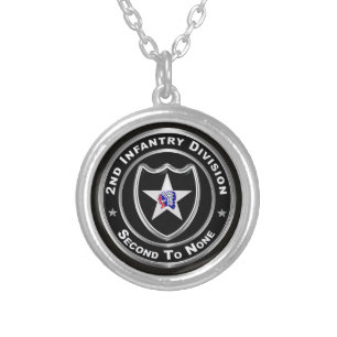 2nd Infantry Division Silver Plated Necklace