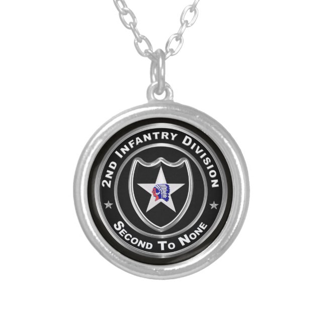 2nd Infantry Division  Silver Plated Necklace (Front)