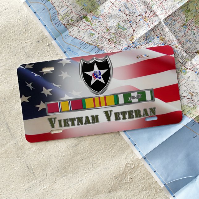 2nd Infantry Division Vietnam Veteran License Plate (In Situ)