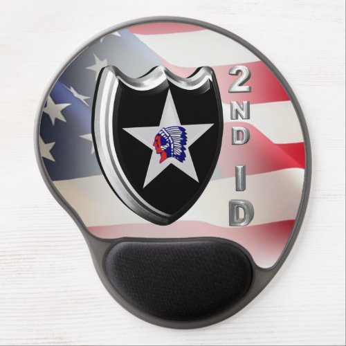 2nd Infantry Division with American Flag Gel Mouse Pad