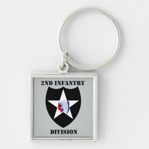 2nd Infantry Division With Text Keychain