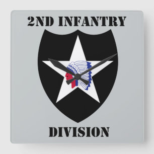 2nd Infantry Division With Text Square Wall Clock