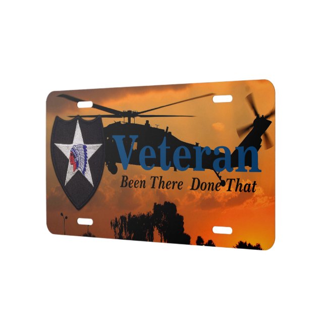 2nd infantry  indianhead veterans vets patch license plate (Left)