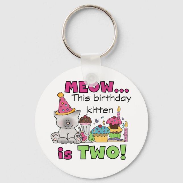 2nd Kitten Birthday Tshirts and Gifts Keychain (Front)