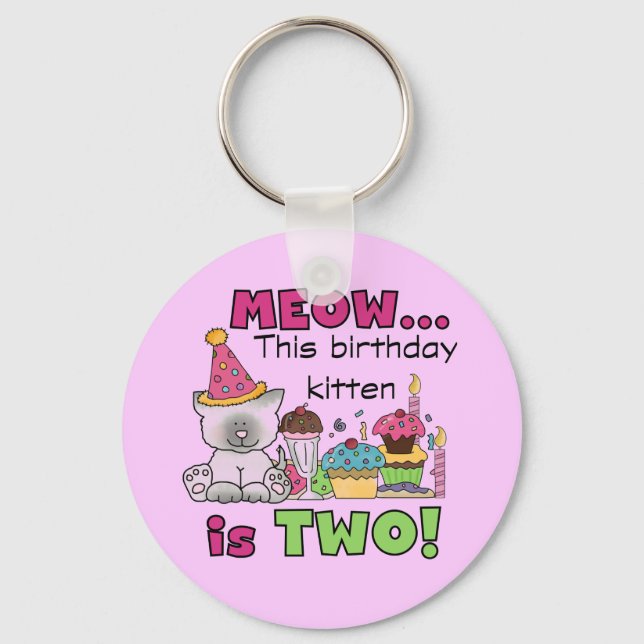 2nd Kitten Birthday Tshirts and Gifts Keychain (Front)