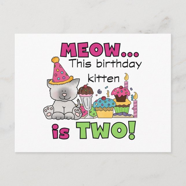 2nd Kitten Birthday Tshirts and Gifts Postcard (Front)