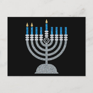 2nd Night of Hanukkah Glitter Postcard