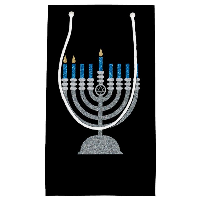 2nd Night of Hanukkah Glitter Small Gift Bag (Front)