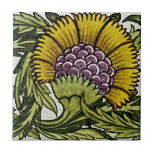 2nd of Pair Repro Antique De Morgan Floral Ceramic Tile