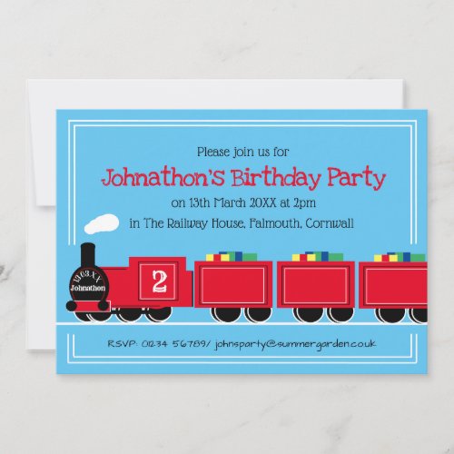 2nd or any age birthday train boy party invitation