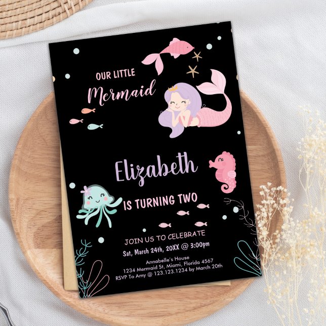 2nd Our Little Pink mermaid Birthday Invitations (2nd Our Little Pink mermaid Birthday Invitations)