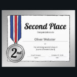 2nd Place Certificate Sports Certificate<br><div class="desc">“Team spirit means you are willing to sacrifice personal considerations for the welfare of all. That defines a team player.” – John Wooden Our Silver 2nd Place Certificate 1st place 2nd place 3rd place Sports Certificate was made with these sentiments in mind. Celebrate your team’s positive team spirit with our...</div>