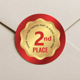2nd Place Event Medal Competition Sticker Red Gold