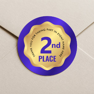 2nd Place Medal Competition Sticker Blue & Gold