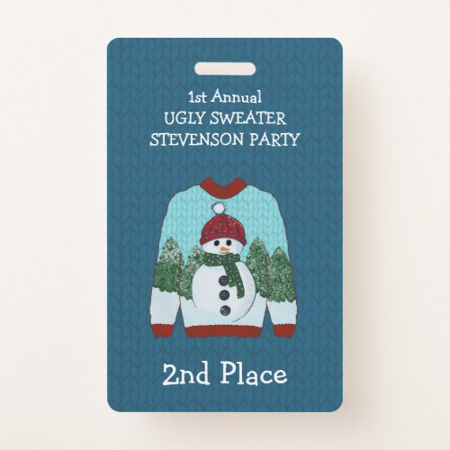 2nd Place Snowman Ugly Sweater Party Winner Badge
