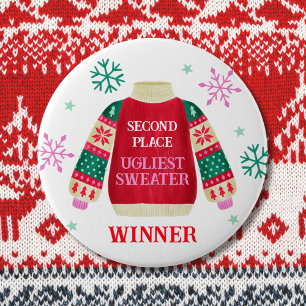 2nd Place Ugly Sweater Contest Prize Winner Button