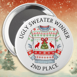 2nd Place Ugly Sweater Winner   Funny Christmas  Button