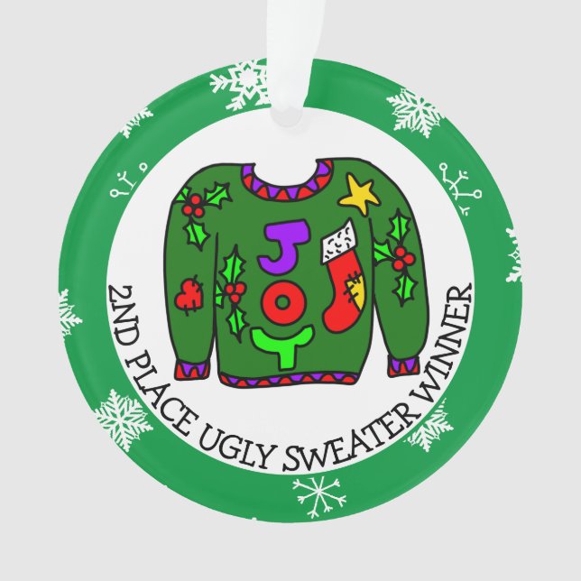 2ND Place Winner Ugly Sweater Contest Medal   Ornament (Front)