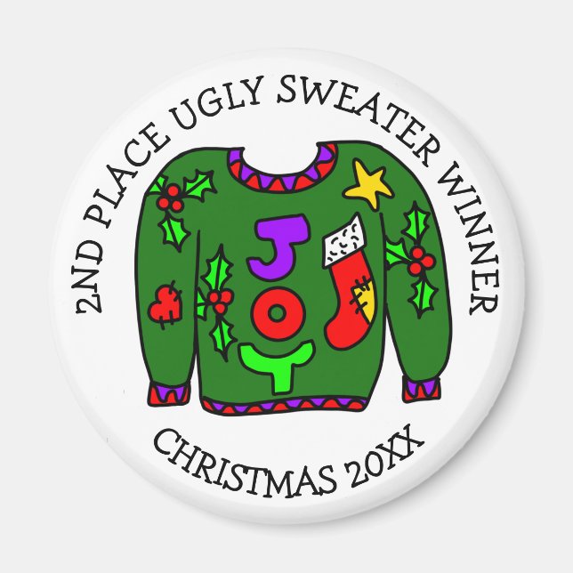 2ND Place Winner Ugly Sweater Contest Prize Magnet (Front)