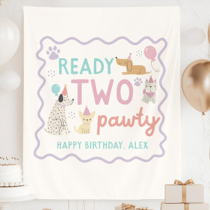 2nd Puppy Pawty Birthday Custom Banner Backdrop