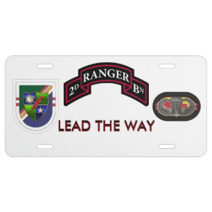 2ND RANGER BATTALION LICENSE PLATE WITH SSI, FLASH