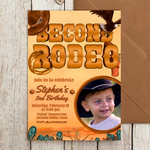 2nd Rodeo Birthday Invitation with Picture
