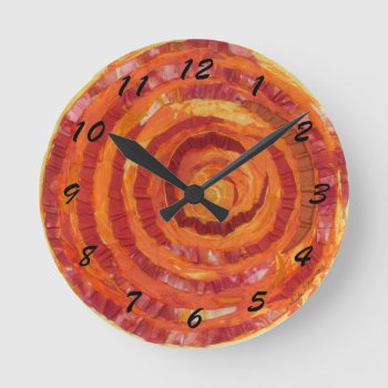 2nd-sacral Chakra Orange Fabric- Paint #2 Round Clock by thepowerofyou at Zazzle