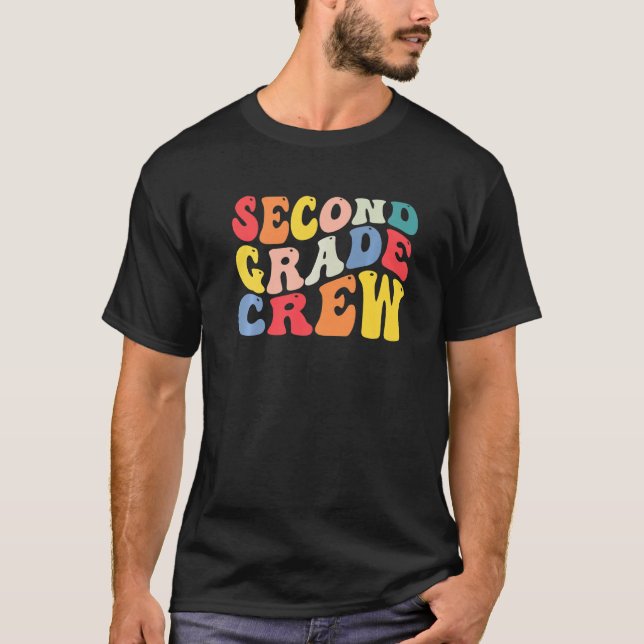 2nd Second Grade Crew Teacher Back To School Retro T-Shirt (Front)