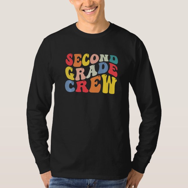 2nd Second Grade Crew Teacher Back To School Retro T-Shirt (Front)