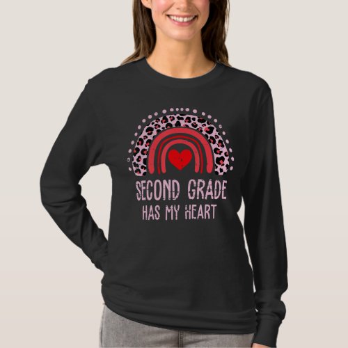 2nd Second Grade Has My Heart Rainbow Teacher Vale T_Shirt