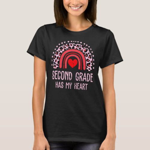 2nd Second Grade Has My Heart Rainbow Teacher Vale T_Shirt