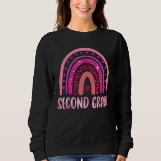 2nd Second Grade Leoprad Rainbow Back To School Te Sweatshirt