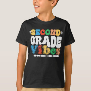 2nd Second Grade Vibes Funny Back To School Groovy T-Shirt