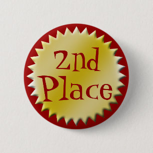 2nd Second Place Award Button, Customizable Pinback Button
