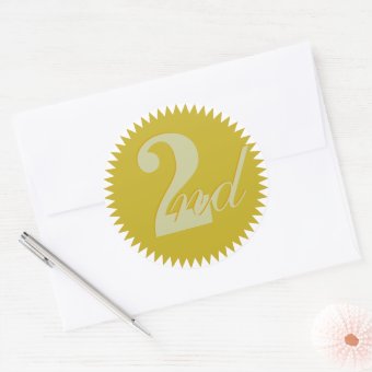 2nd Second Prize Golden Seal Stickers | Zazzle