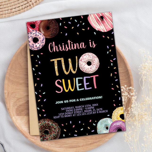 2nd Two Sweet Colors Donut Birthday Invitations (2nd Two Sweet Colors Donut Birthday Invitations)