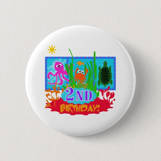 2nd Undersea Adventure Birthday Pinback Button (Front)