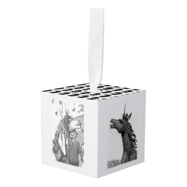 2nd Unicorn Character Cube Ornament (Front Angled)