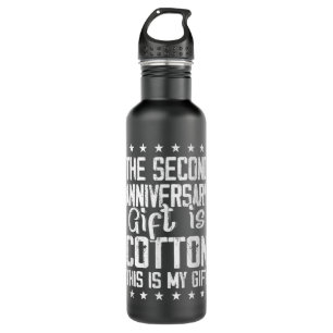 2nd Wedding Anniversary Cotton Him Husband Her Stainless Steel Water Bottle