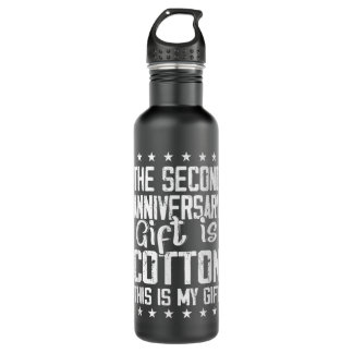 2nd Wedding Anniversary Cotton Him Husband Her Stainless Steel Water Bottle