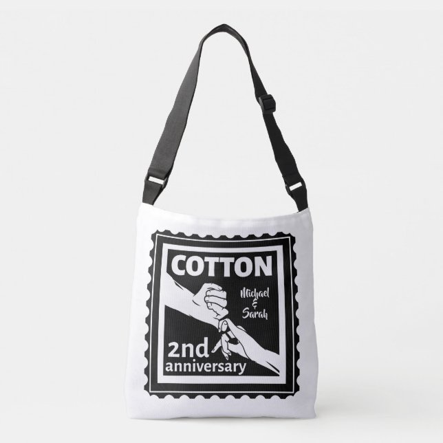 2nd Wedding anniversary couple holding hands Crossbody Bag (Front)