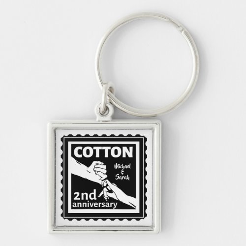 2nd Wedding anniversary couple holding hands Keychain