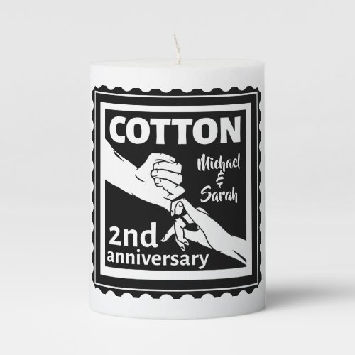 2nd Wedding anniversary couple holding hands Pillar Candle