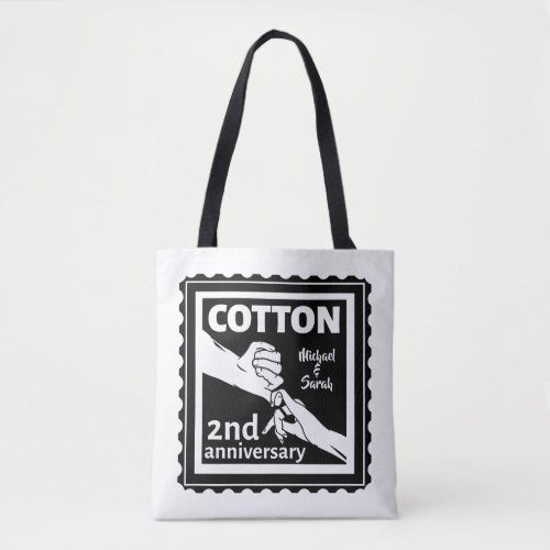 2nd Wedding anniversary couple holding hands Tote Bag